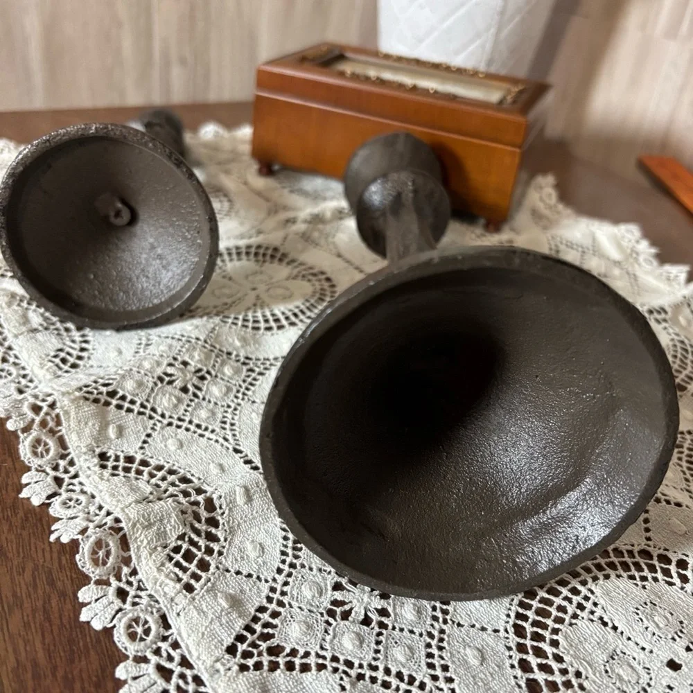 Heavy Rustic Tapered Candle Holders